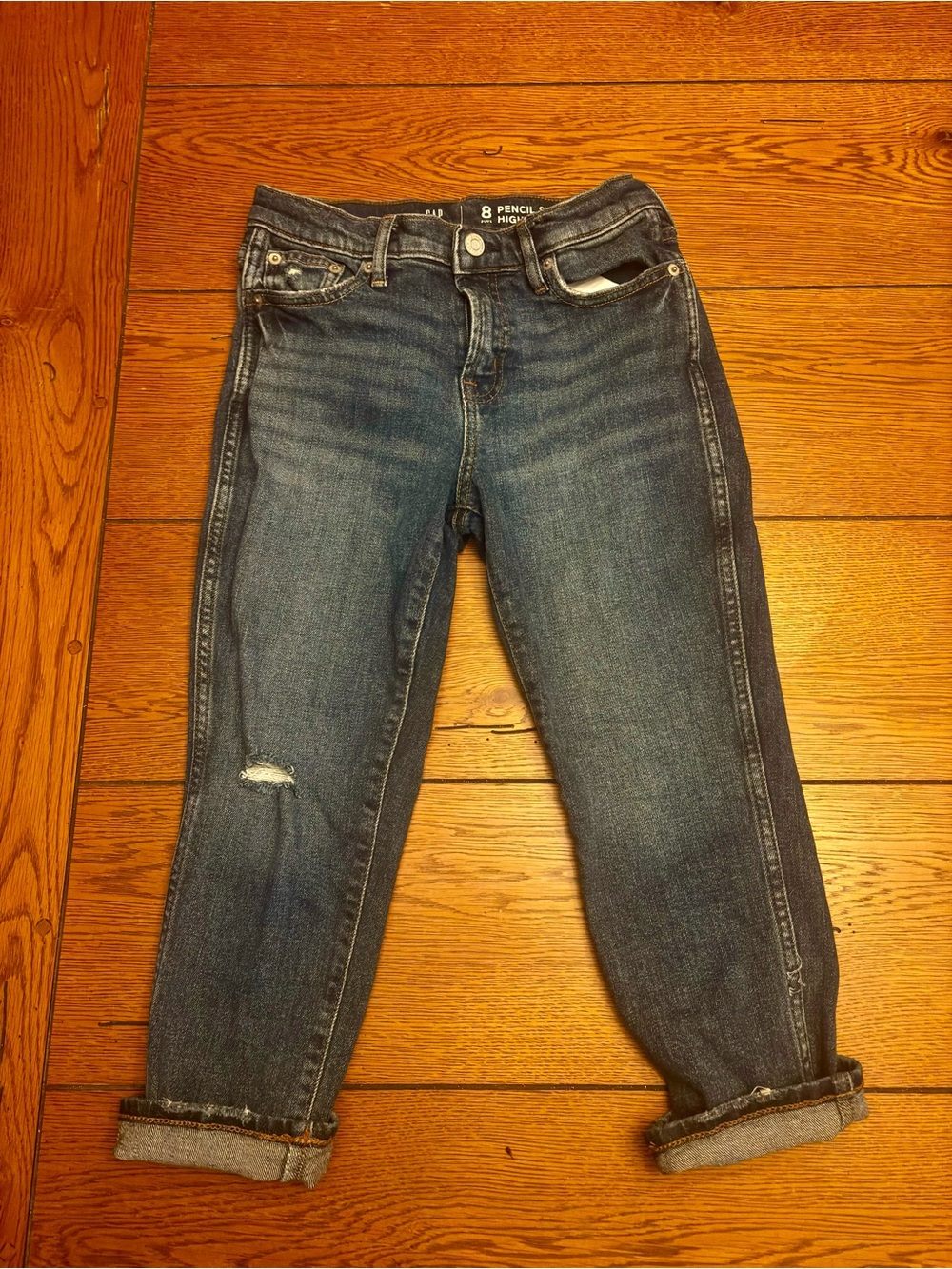 GAP Girls Dark Blue Washed Pencil Slim Ankle High Rise Jeans  8 plus